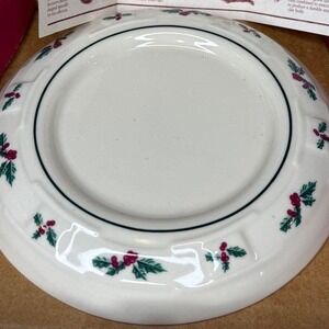 Longaberger Pottery Traditional Holly Pillar Candle‎ Holder with Box & Info Card